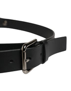 Dolce & Gabbana Men Black Calfskin Leather Metal Buckle Belt - Zeiniez