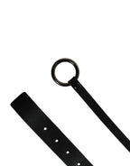 Dolce & Gabbana Men Black Calfskin Leather Metal Buckle Belt - Zeiniez
