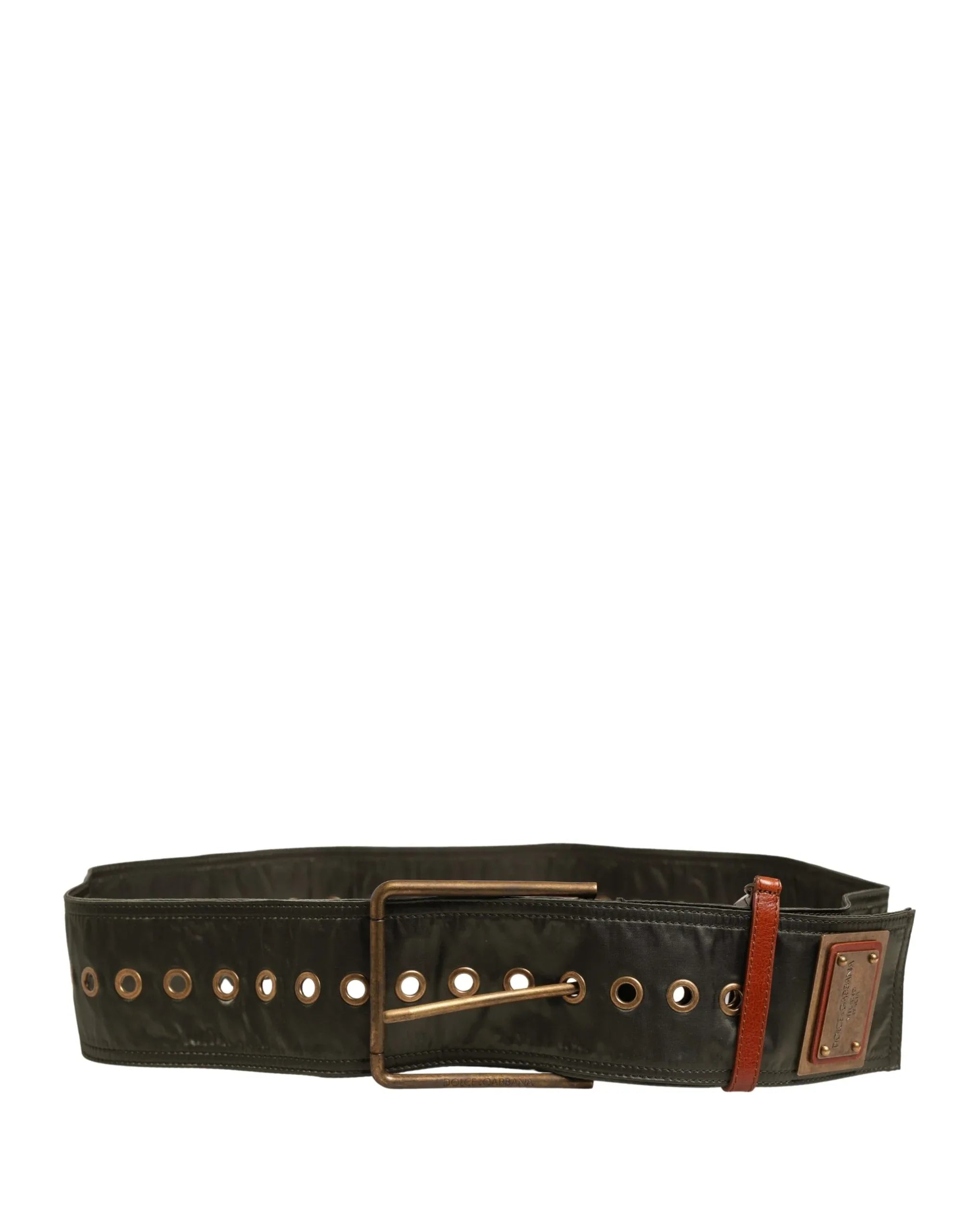 Dolce & Gabbana Men Black Wide Leather DG Metal Buckle Belt - Zeiniez