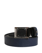 Dolce & Gabbana Men Blue Calfskin Leather Square Buckle Belt - Zeiniez