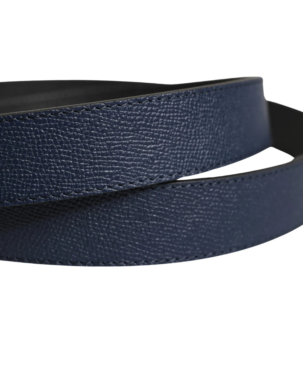 Dolce & Gabbana Men Blue Calfskin Leather Square Buckle Belt - Zeiniez