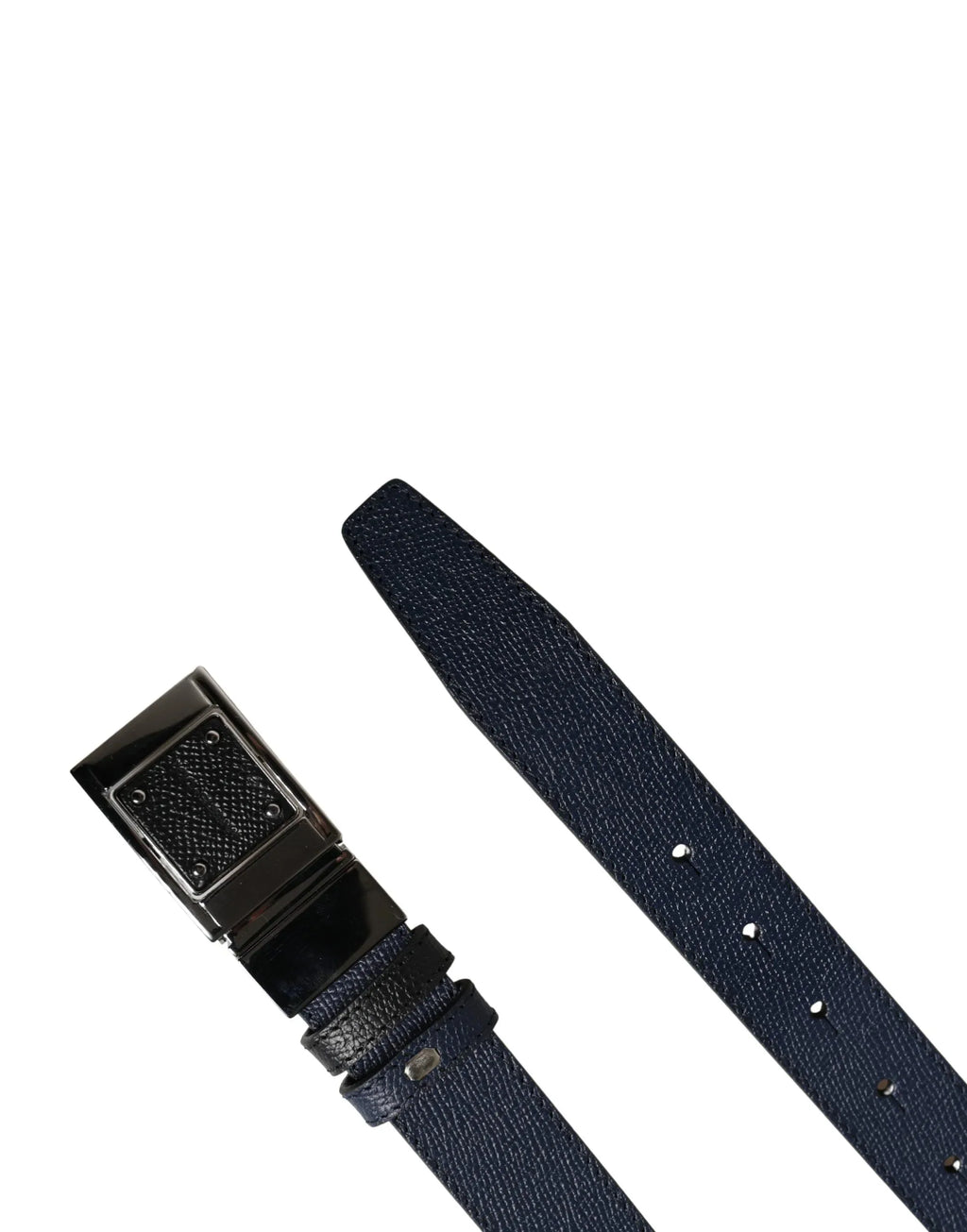 Dolce & Gabbana Men Blue Calfskin Leather Square Buckle Belt - Zeiniez