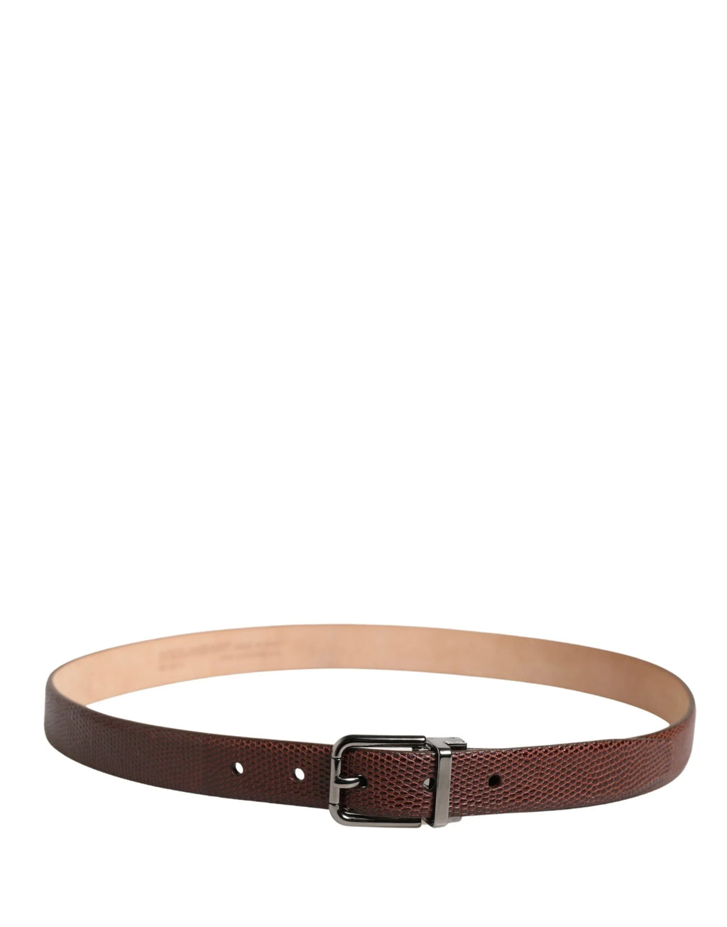 Dolce & Gabbana Men Brown Goatskin Leather Metal Buckle Belt - Zeiniez