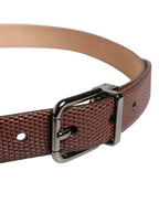 Dolce & Gabbana Men Brown Goatskin Leather Metal Buckle Belt - Zeiniez