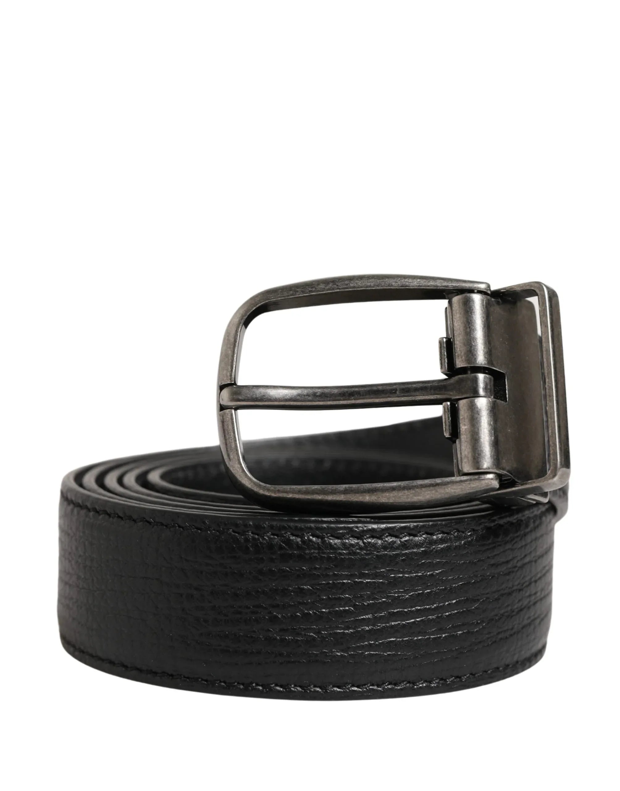 Dolce & Gabbana Men Black Classic Leather Metal Buckle Belt - Zeiniez