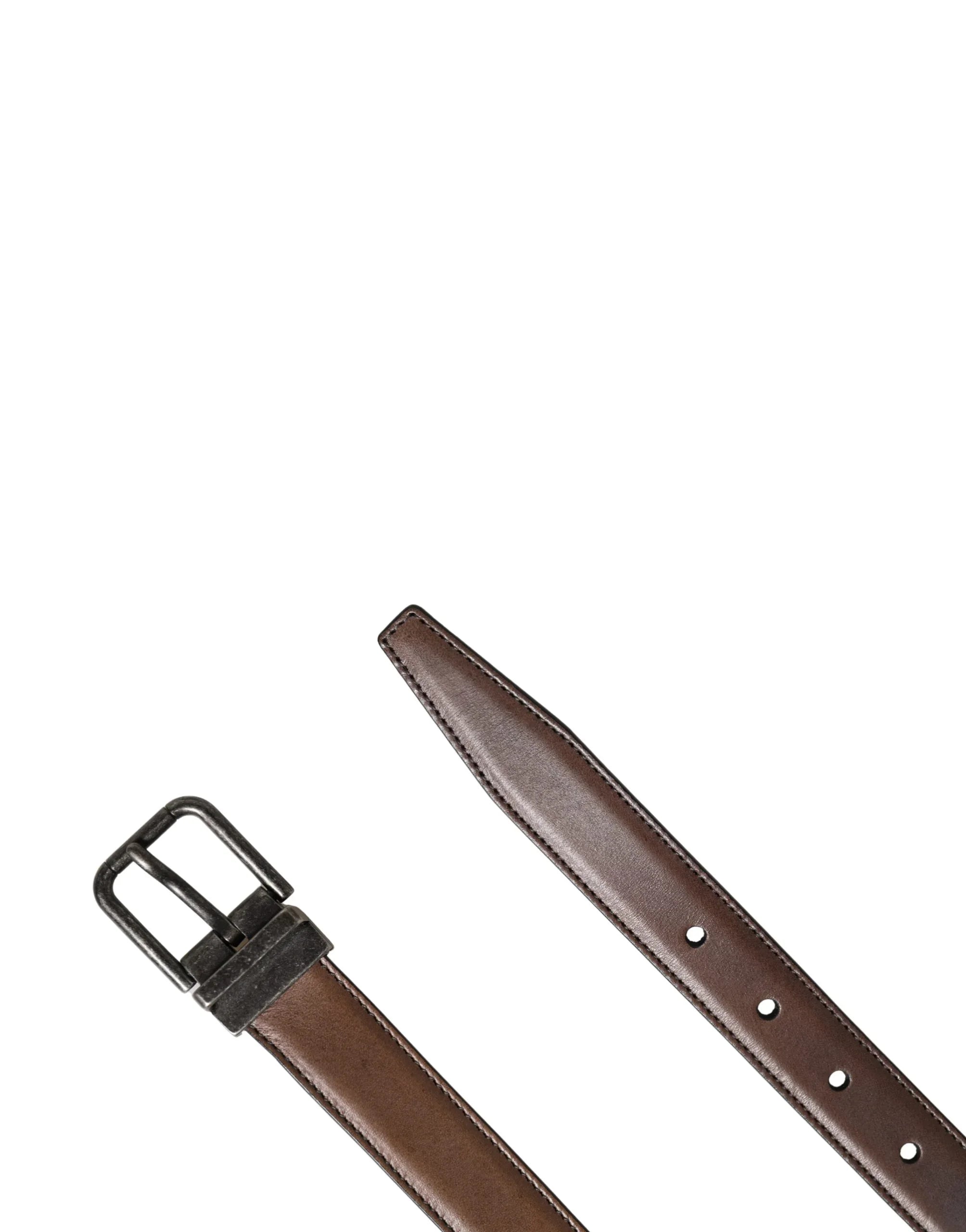 Dolce & Gabbana Men Brown Classic Leather Metal Buckle Belt - Zeiniez