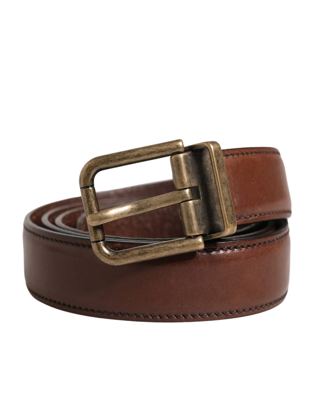 Dolce & Gabbana Men Brown Classic Leather Metal Buckle Belt - Zeiniez