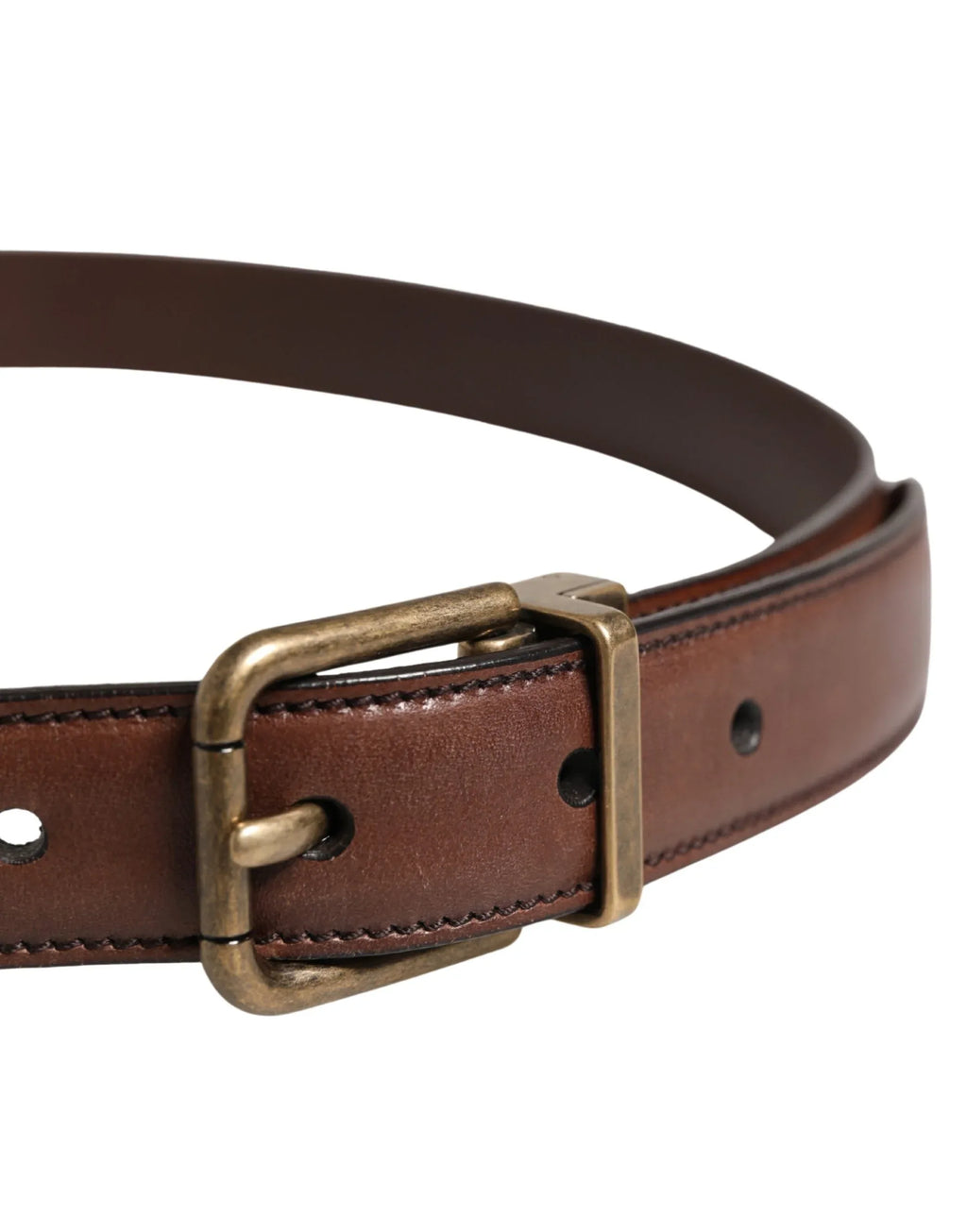 Dolce & Gabbana Men Brown Classic Leather Metal Buckle Belt - Zeiniez