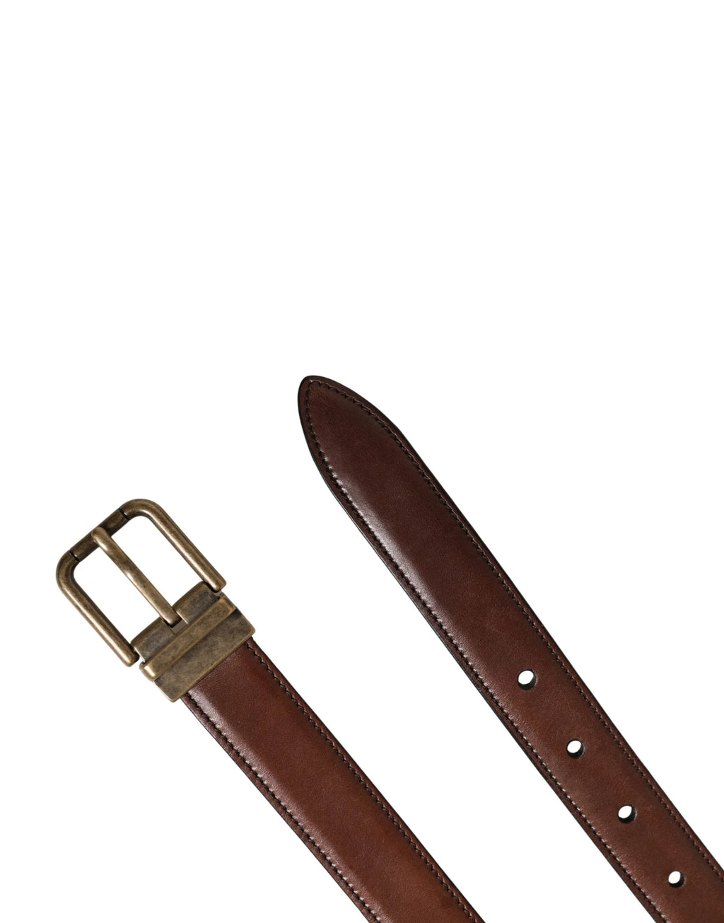 Dolce & Gabbana Men Brown Classic Leather Metal Buckle Belt - Zeiniez