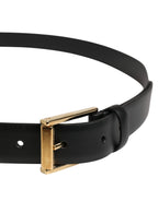 Dolce & Gabbana Men Black Classic Leather Metal Buckle Belt - Zeiniez