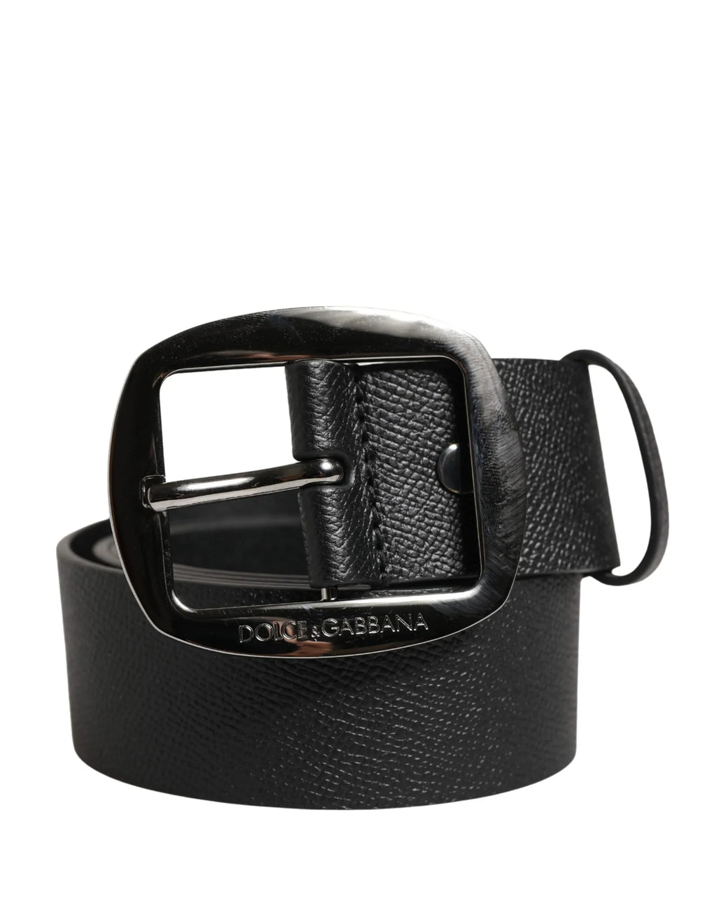 Dolce & Gabbana Men Black Classic Leather Metal Buckle Belt - Zeiniez