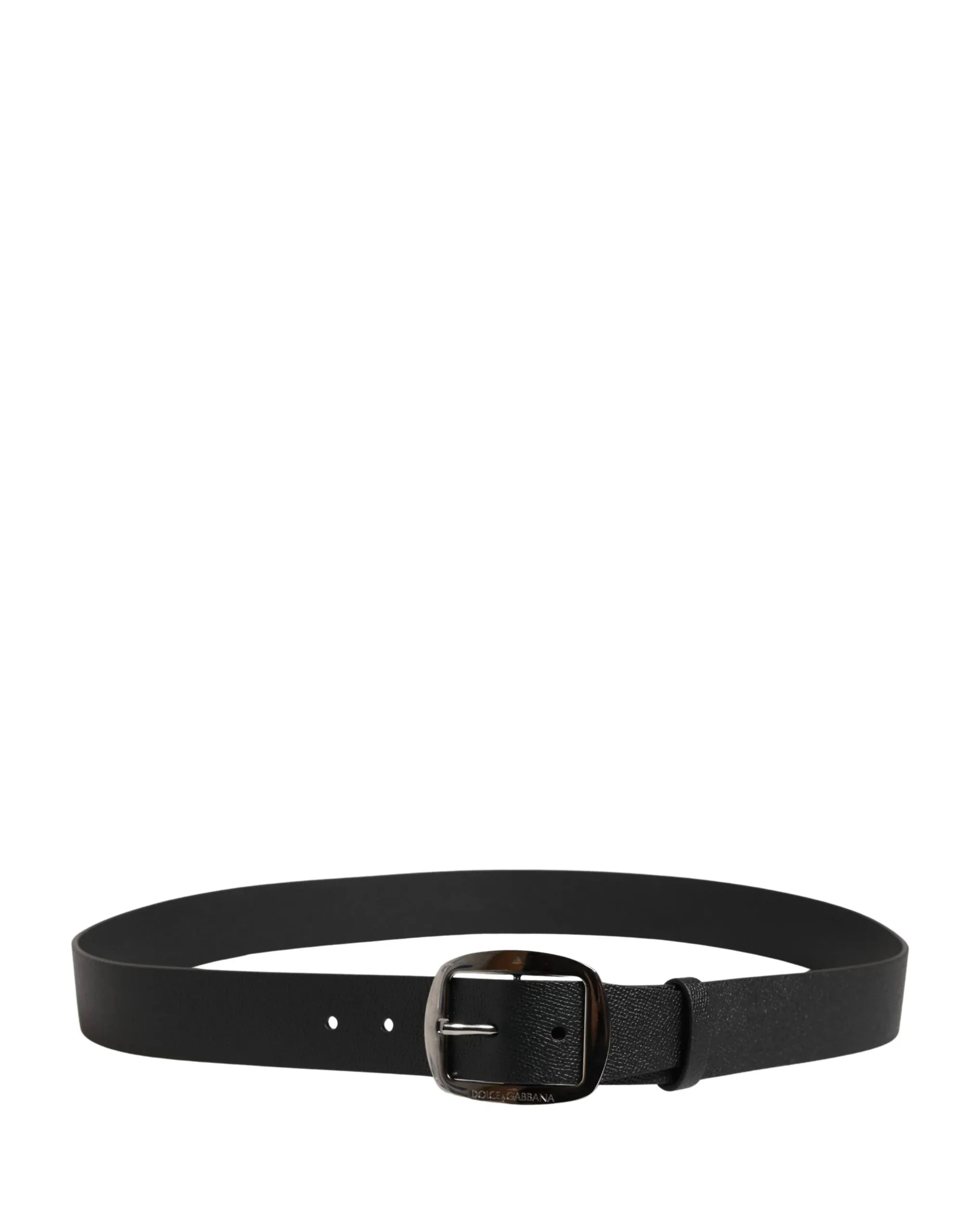 Dolce & Gabbana Men Black Classic Leather Metal Buckle Belt - Zeiniez