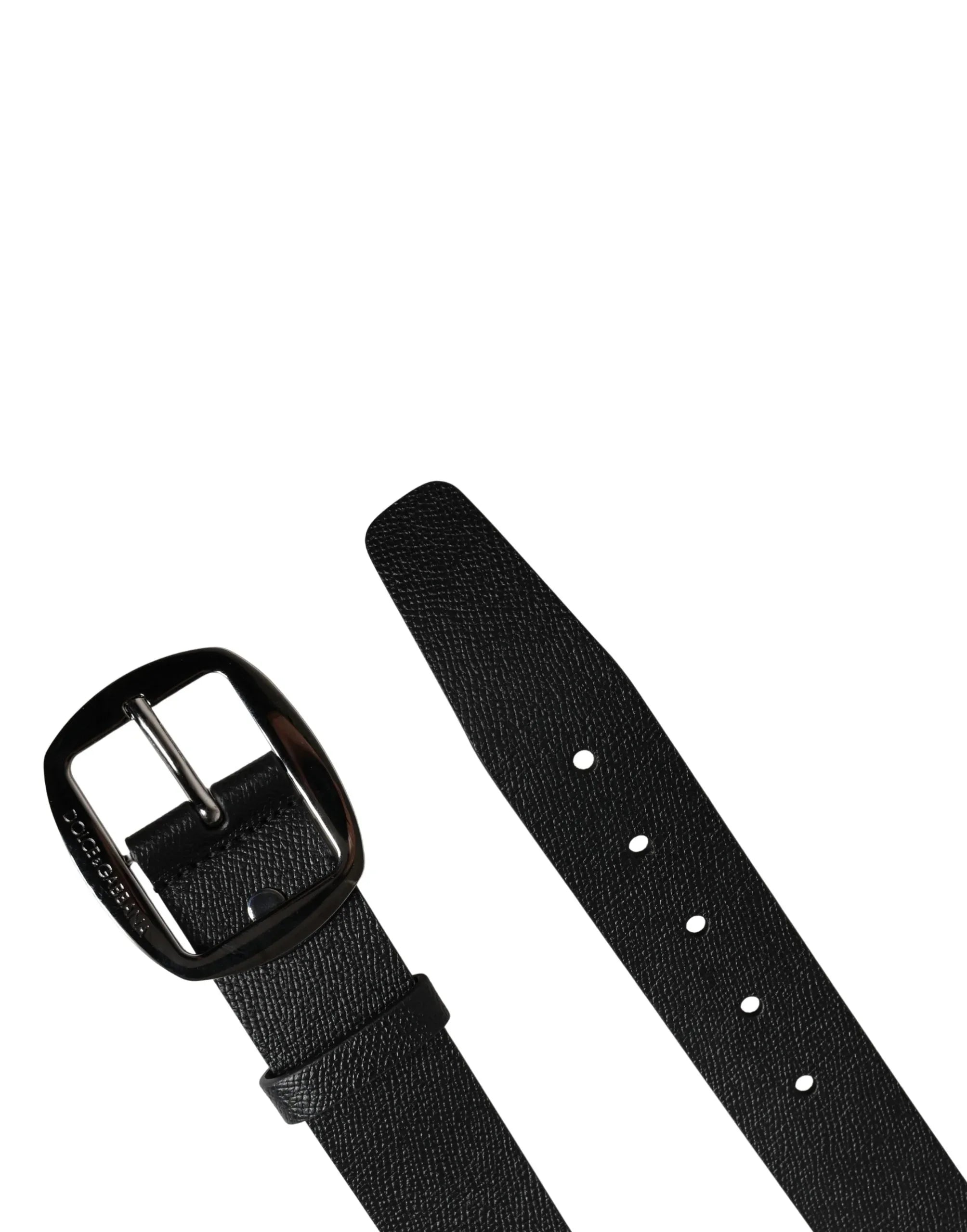 Dolce & Gabbana Men Black Classic Leather Metal Buckle Belt - Zeiniez