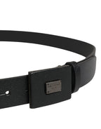 Dolce & Gabbana Men Black Calfskin Leather Square Buckle Belt