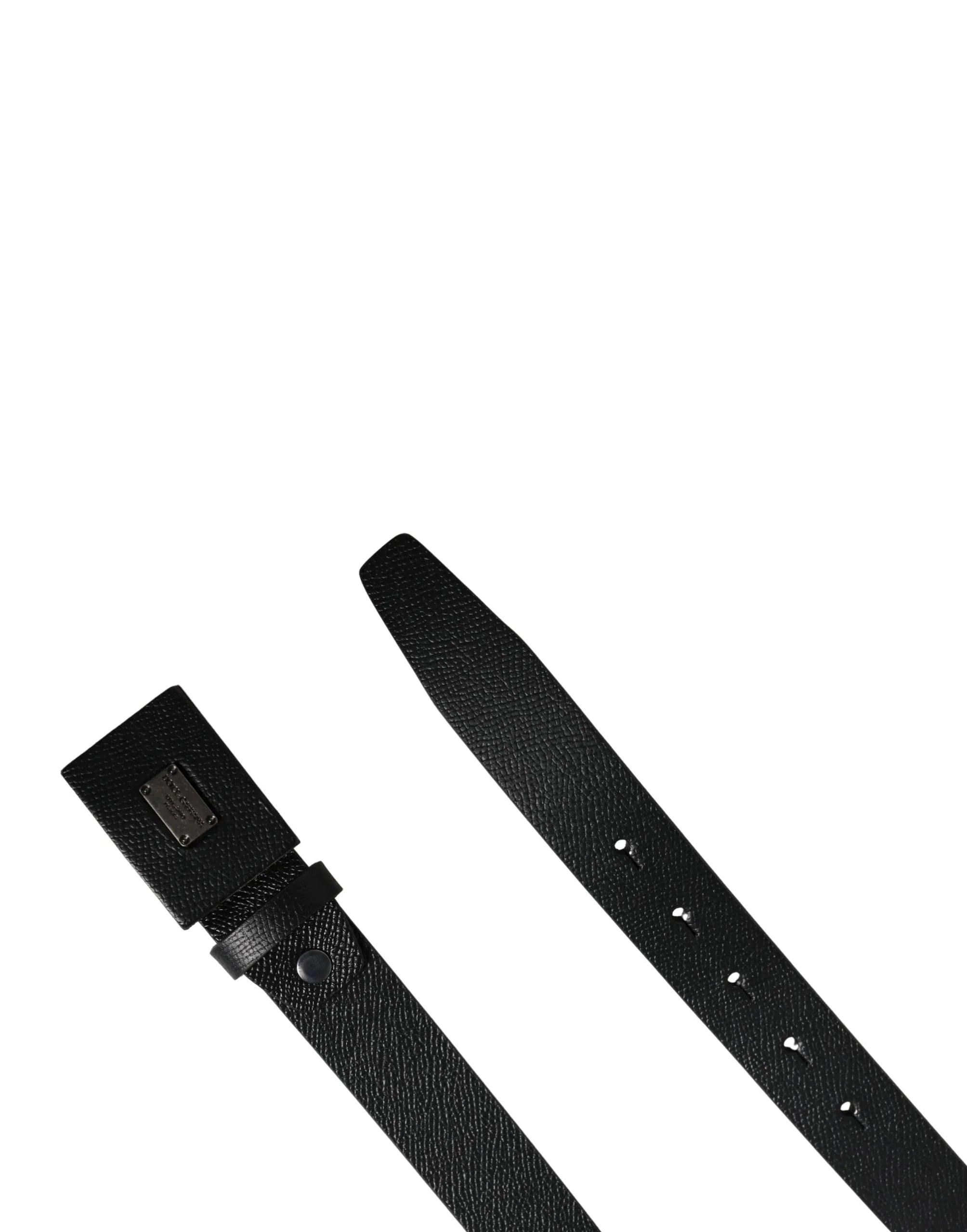 Dolce & Gabbana Men Black Calfskin Leather Square Buckle Belt - Zeiniez