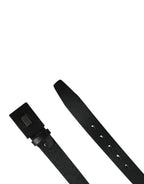 Dolce & Gabbana Men Black Calfskin Leather Square Buckle Belt