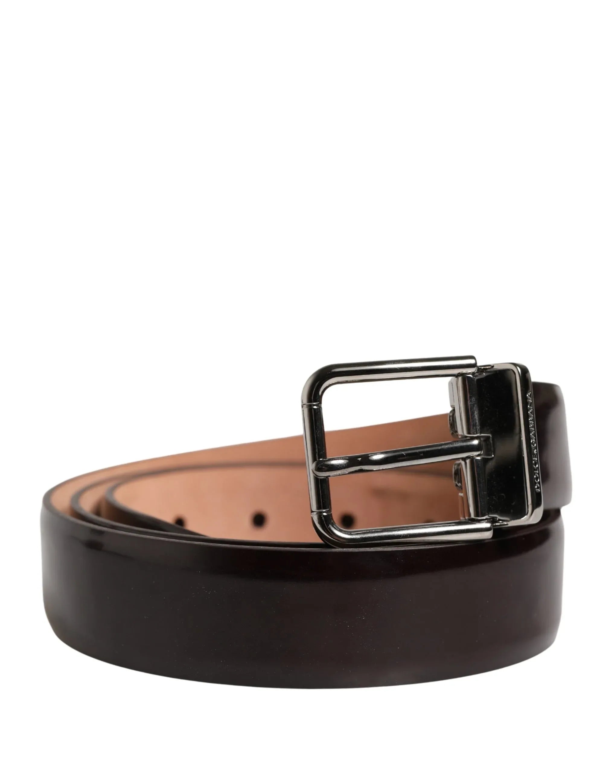 Dolce & Gabbana Men Black Calfskin Leather Metal Buckle Belt - Zeiniez