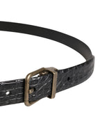 Dolce & Gabbana Men Black Exotic Leather Metal Buckle Belt - Zeiniez