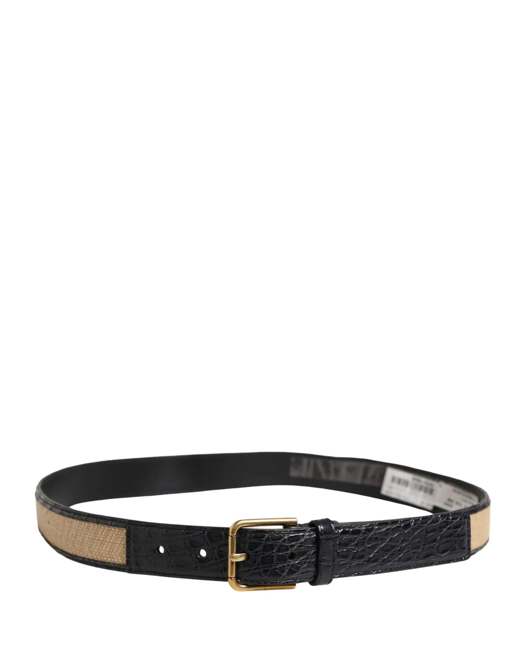 Dolce & Gabbana Men Beige Braided Leather Metal Buckle Belt - Zeiniez
