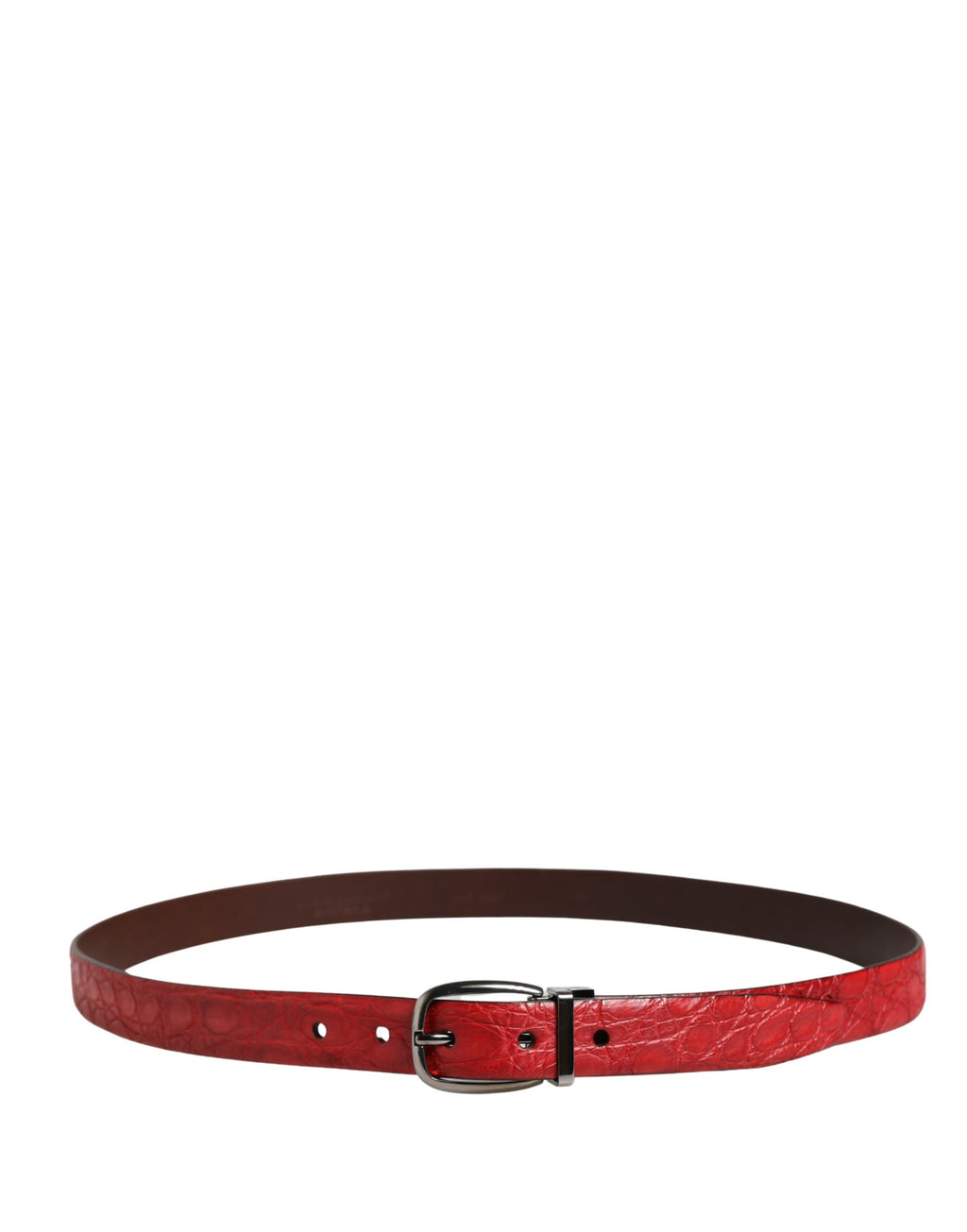 Dolce & Gabbana Men Red Exotic Leather Metal Buckle Belt