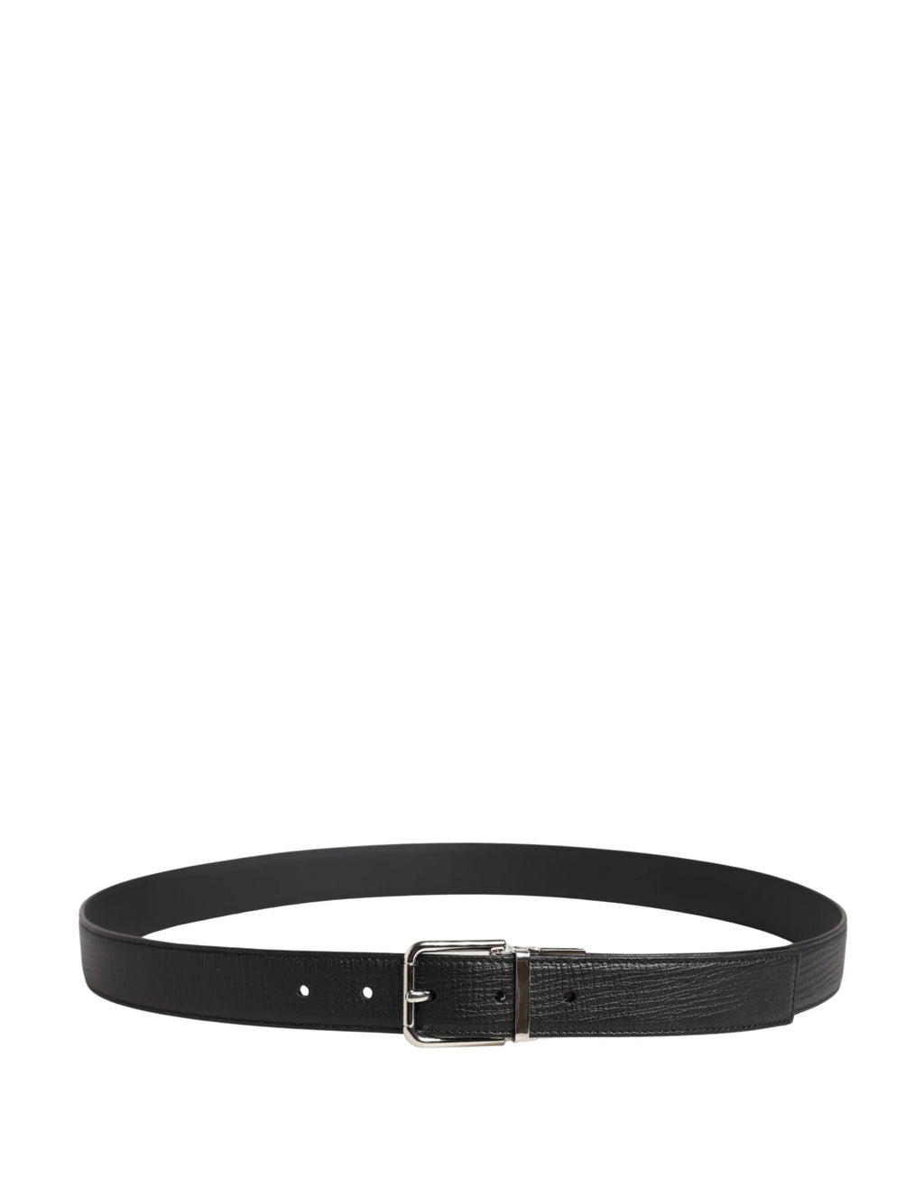 Dolce & Gabbana Men Black Classic Leather Metal Buckle Belt - Zeiniez