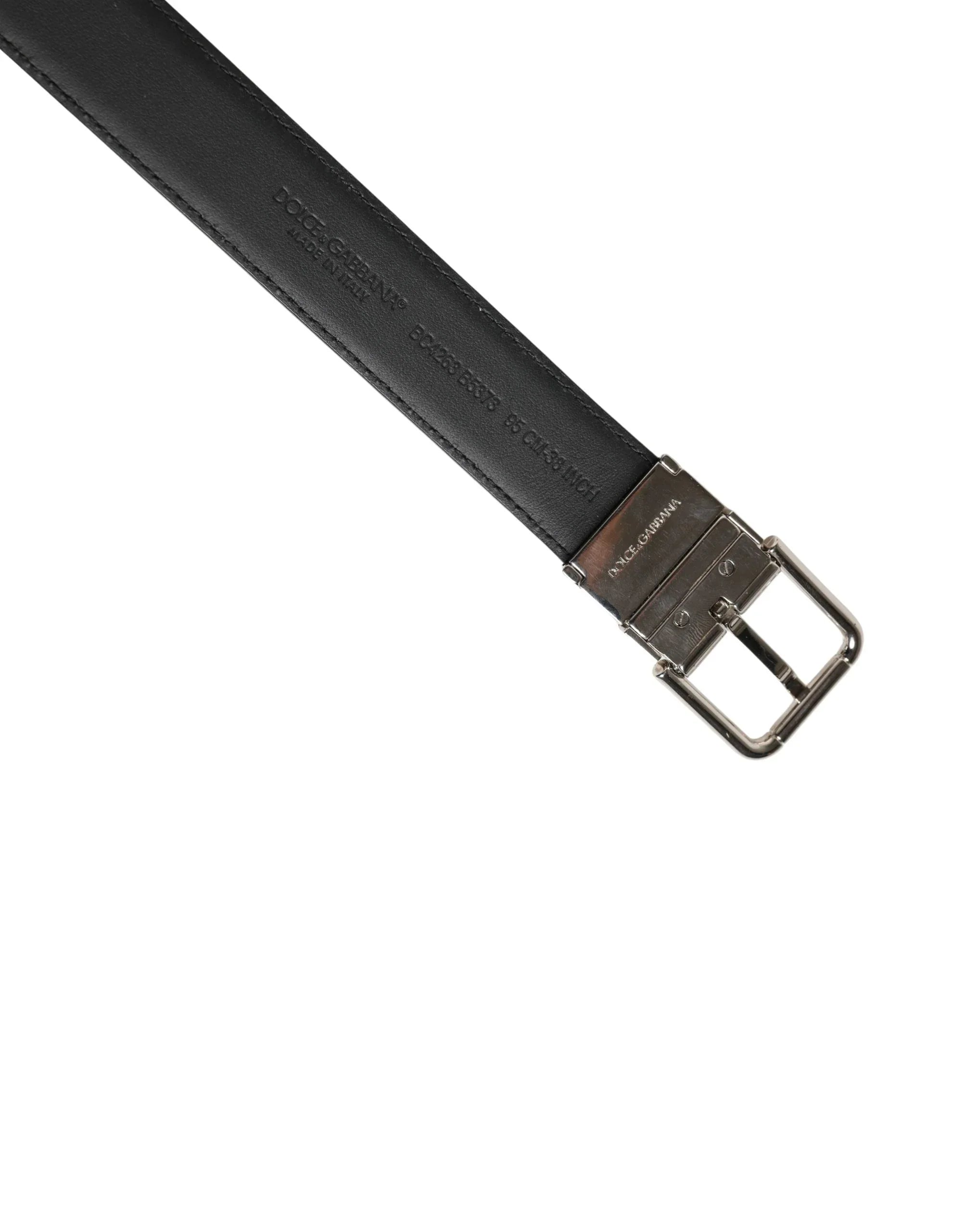 Dolce & Gabbana Men Black Classic Leather Metal Buckle Belt - Zeiniez