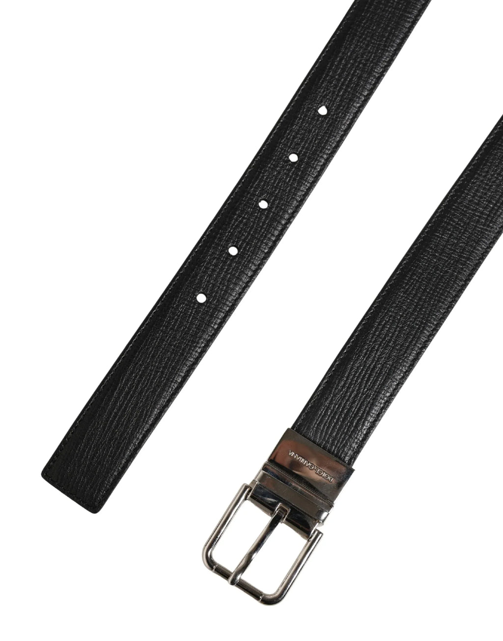 Dolce & Gabbana Men Black Classic Leather Metal Buckle Belt - Zeiniez