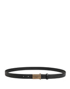 Dolce & Gabbana Men Black Calf Leather Logo Metal Buckle Belt - Zeiniez