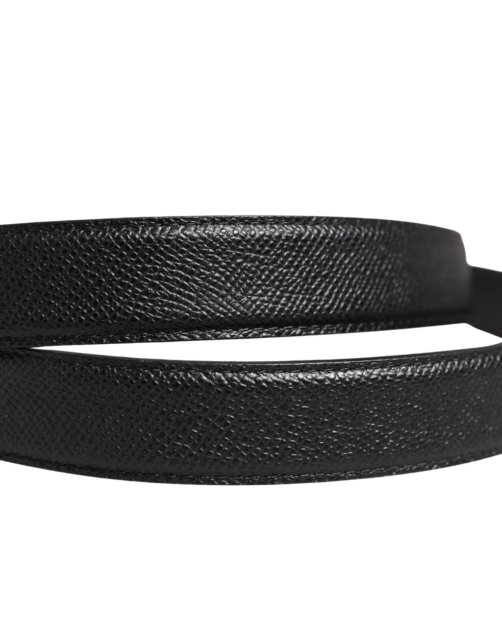 Dolce & Gabbana Men Black Calf Leather Logo Metal Buckle Belt - Zeiniez