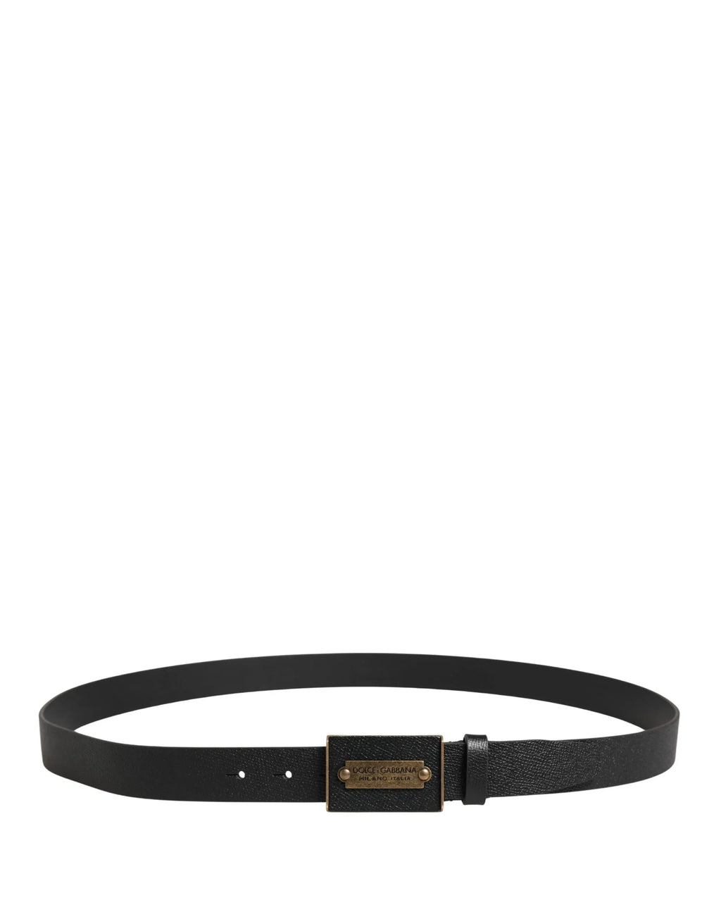 Dolce & Gabbana Men Black Calf Leather Metal Buckle Belt - Zeiniez