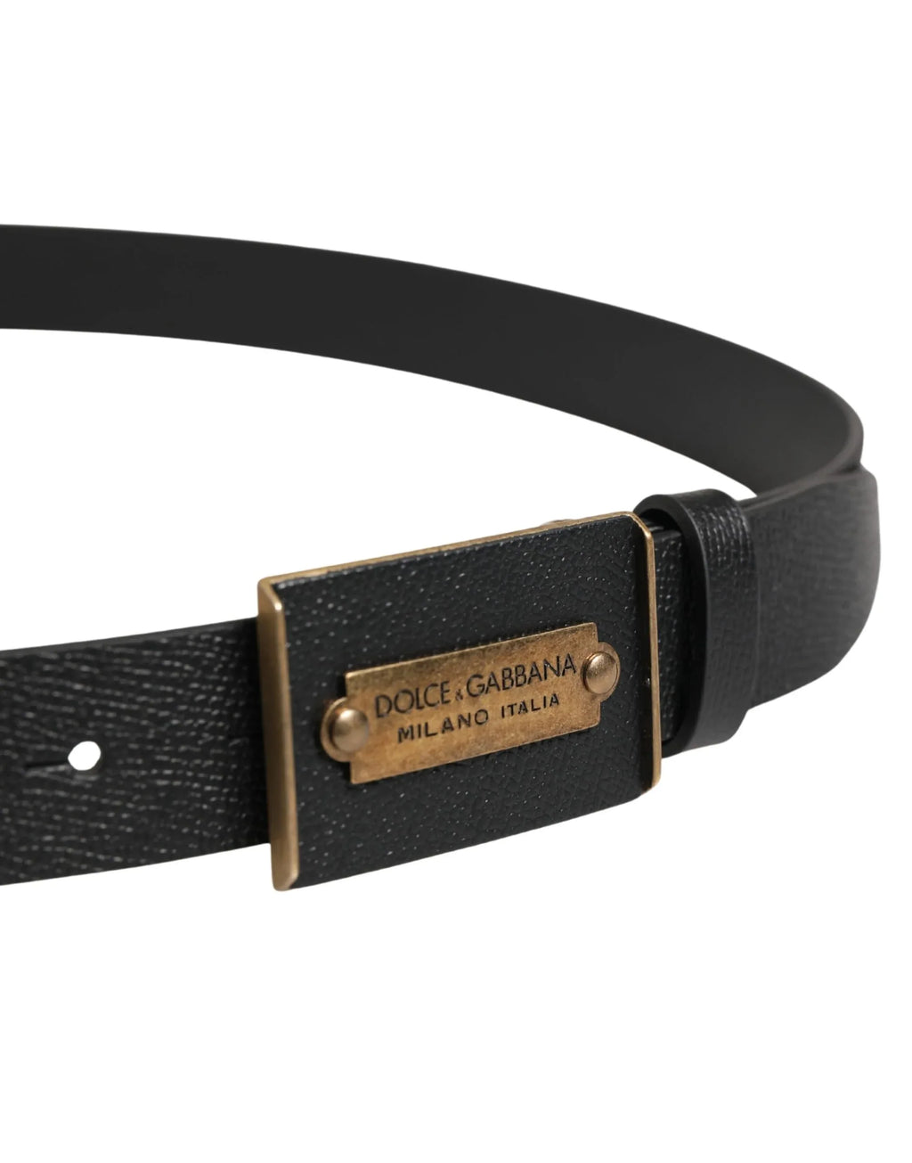 Dolce & Gabbana Men Black Calf Leather Metal Buckle Belt - Zeiniez