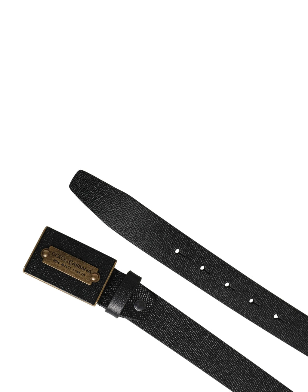 Dolce & Gabbana Men Black Calf Leather Metal Buckle Belt - Zeiniez