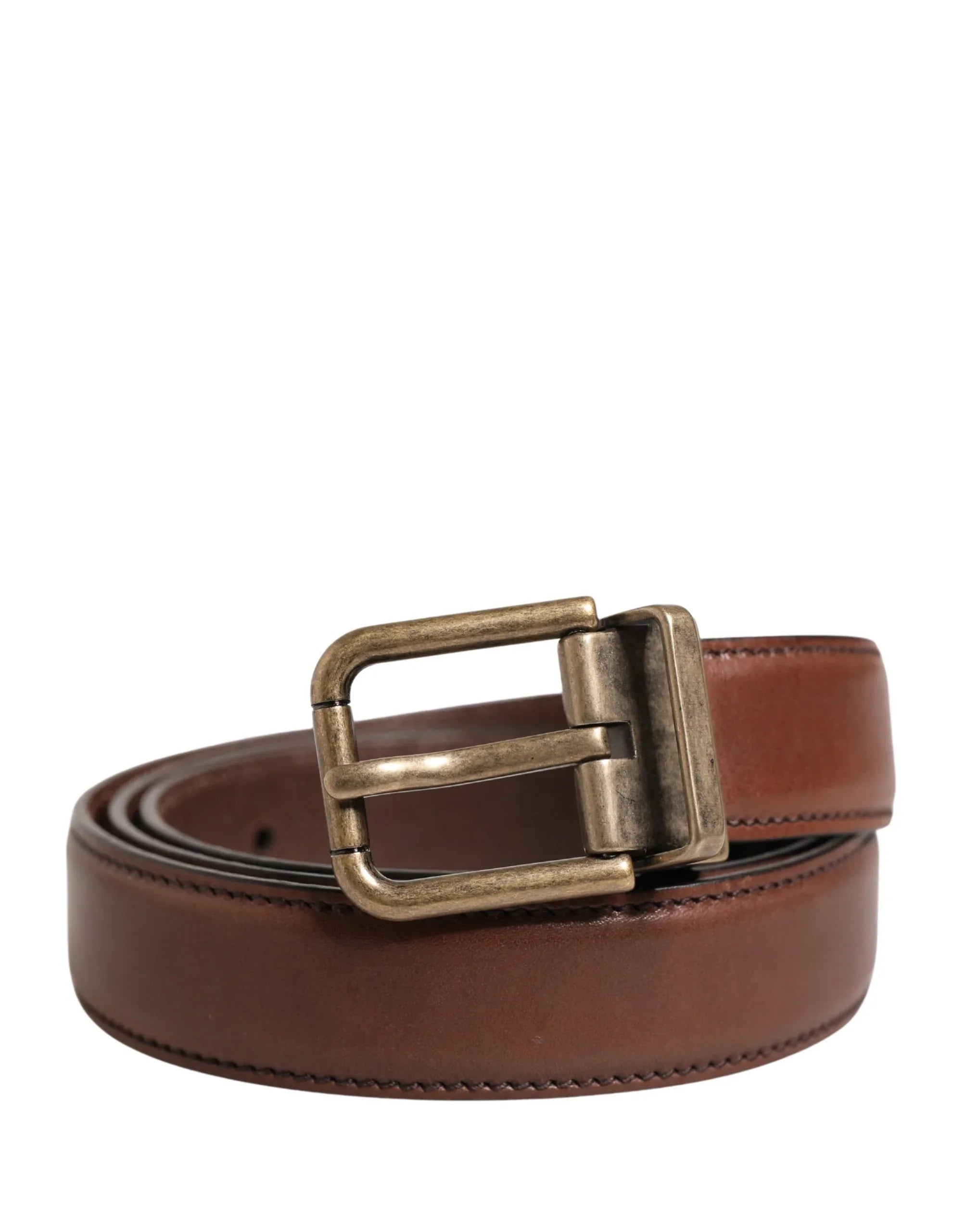 Dolce & Gabbana Men Brown Classic Leather Metal Buckle Belt - Zeiniez