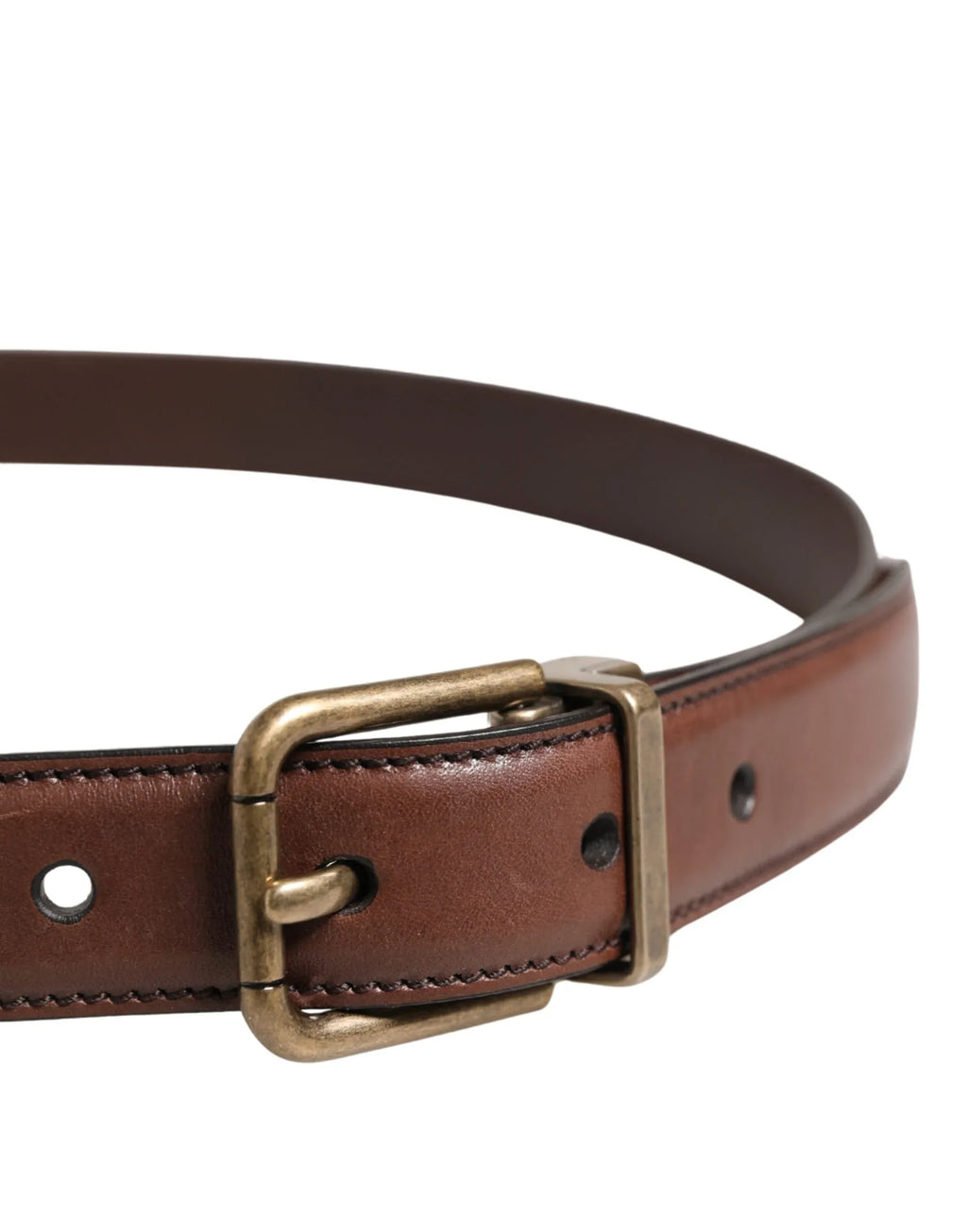 Dolce & Gabbana Men Brown Classic Leather Metal Buckle Belt - Zeiniez