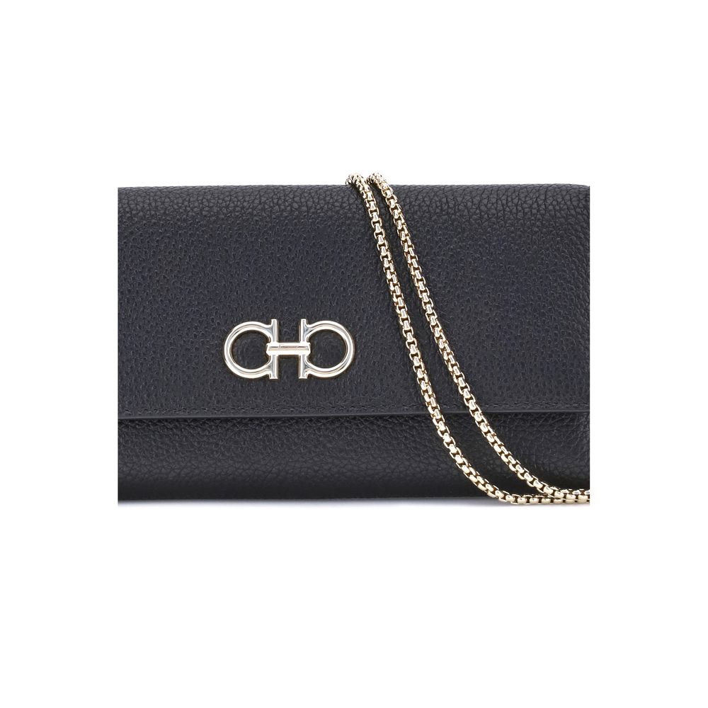 Ferragamo Black Calf Leather Bos Taurus Wallet