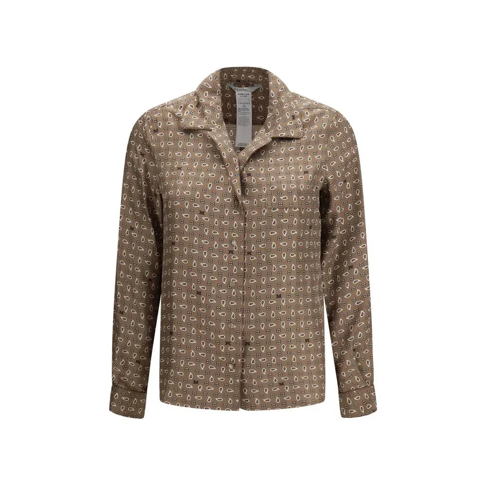 Max Mara Brown Silk Pattern Shirt - Zeiniez