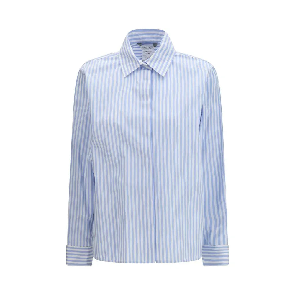 Max Mara Blue Cotton Pattern Shirt - Zeiniez