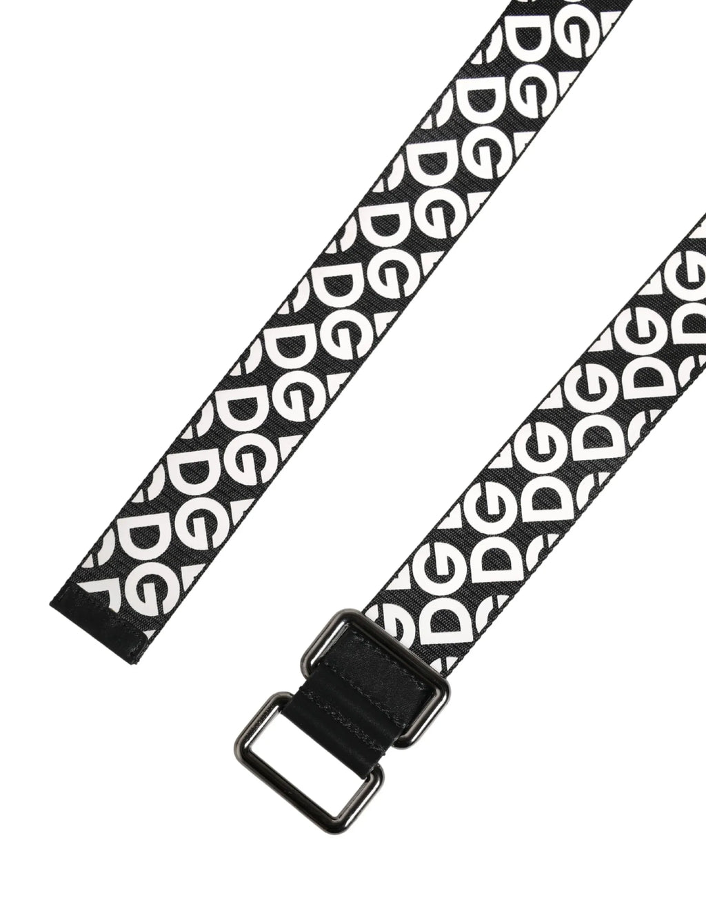 Dolce & Gabbana White Black Logo Leather Metal Buckle Belt - Zeiniez