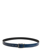 Dolce & Gabbana Men Blue Classic Leather Metal Buckle Belt - Zeiniez
