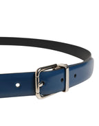 Dolce & Gabbana Men Blue Classic Leather Metal Buckle Belt - Zeiniez