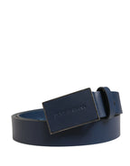 Dolce & Gabbana Men Blue Calf Leather Logo Metal Buckle Belt - Zeiniez