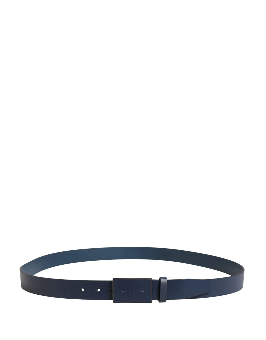 Dolce & Gabbana Men Blue Calf Leather Logo Metal Buckle Belt - Zeiniez