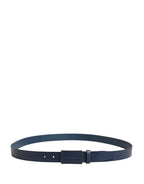 Dolce & Gabbana Men Blue Calf Leather Logo Metal Buckle Belt - Zeiniez