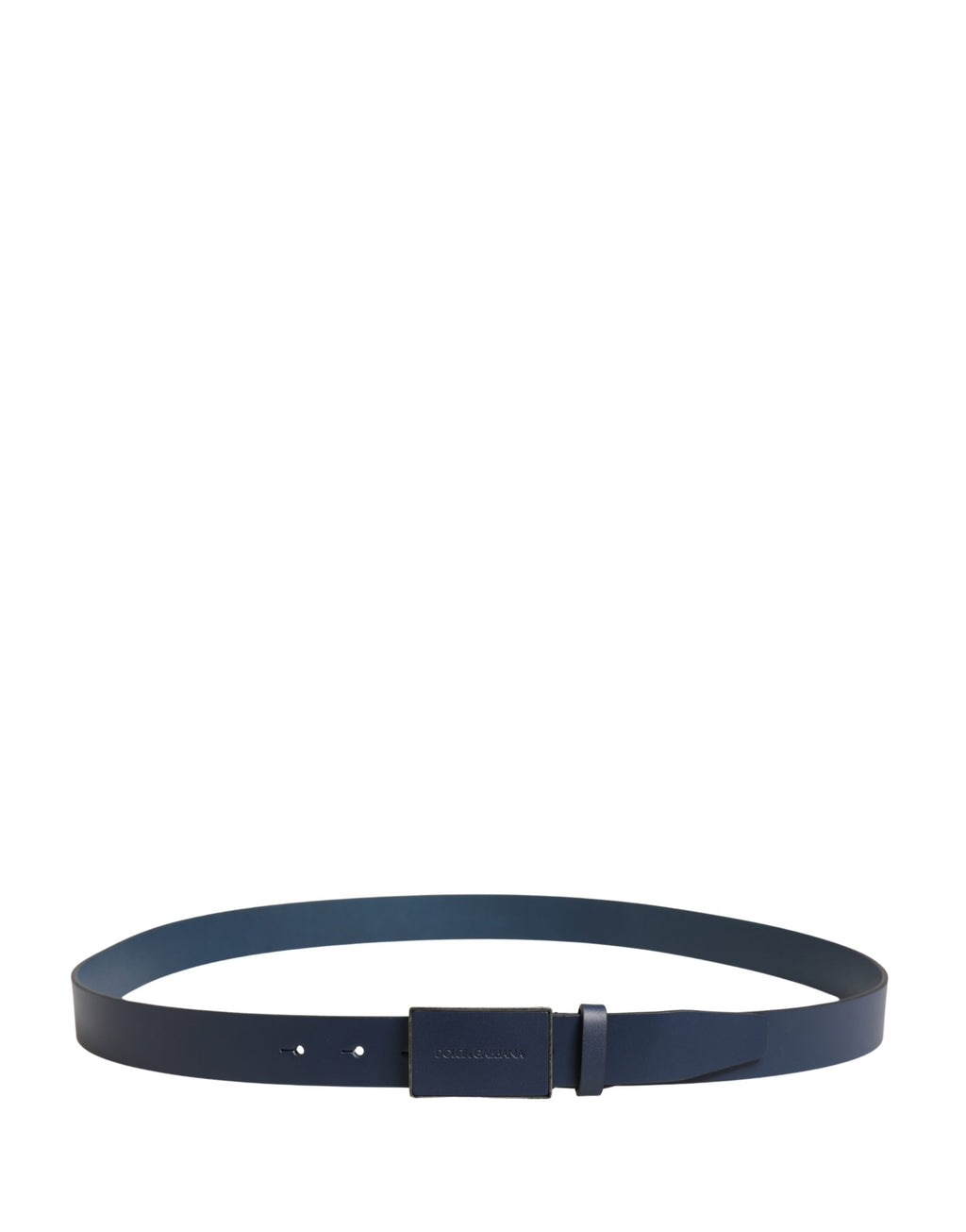 Dolce & Gabbana Men Blue Calf Leather Logo Metal Buckle Belt