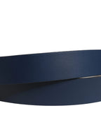 Dolce & Gabbana Men Blue Calf Leather Logo Metal Buckle Belt - Zeiniez