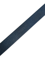 Dolce & Gabbana Men Blue Calf Leather Logo Metal Buckle Belt - Zeiniez