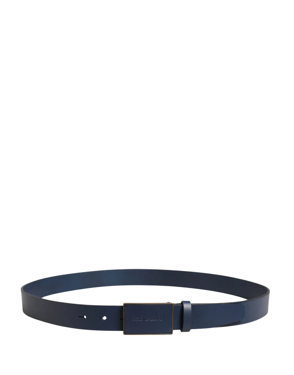 Dolce & Gabbana Men Blue Calf Leather Logo Metal Buckle Belt - Zeiniez