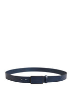 Dolce & Gabbana Men Blue Calf Leather Logo Metal Buckle Belt