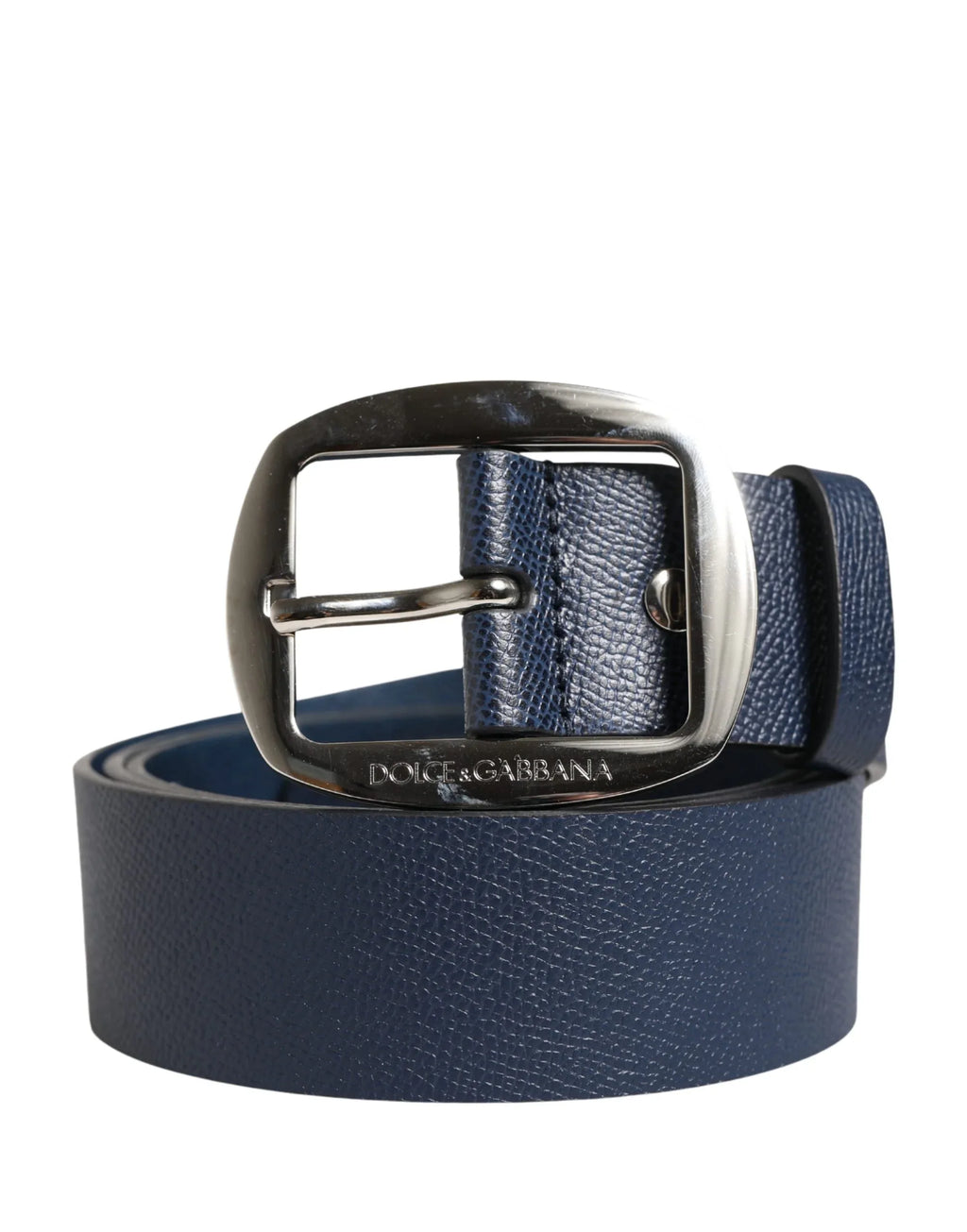 Dolce & Gabbana Men Blue Classic Leather Metal Buckle Belt - Zeiniez
