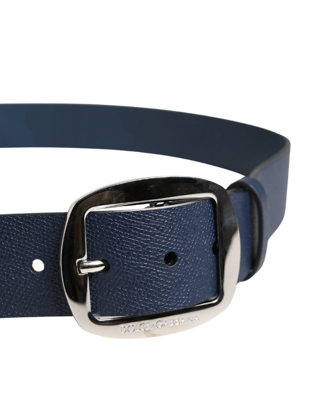 Dolce & Gabbana Men Blue Classic Leather Metal Buckle Belt - Zeiniez